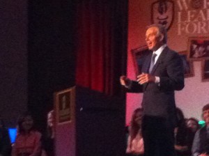 Tony Blair takes the stage at Judson World Leaders Forum